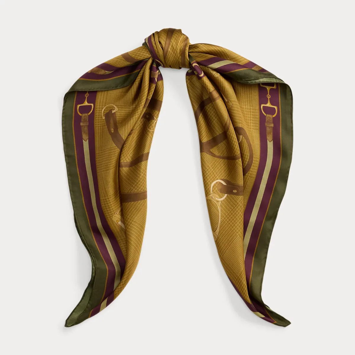 Glen Plaid & Belting-Print Silk Scarf by Ralph Lauren