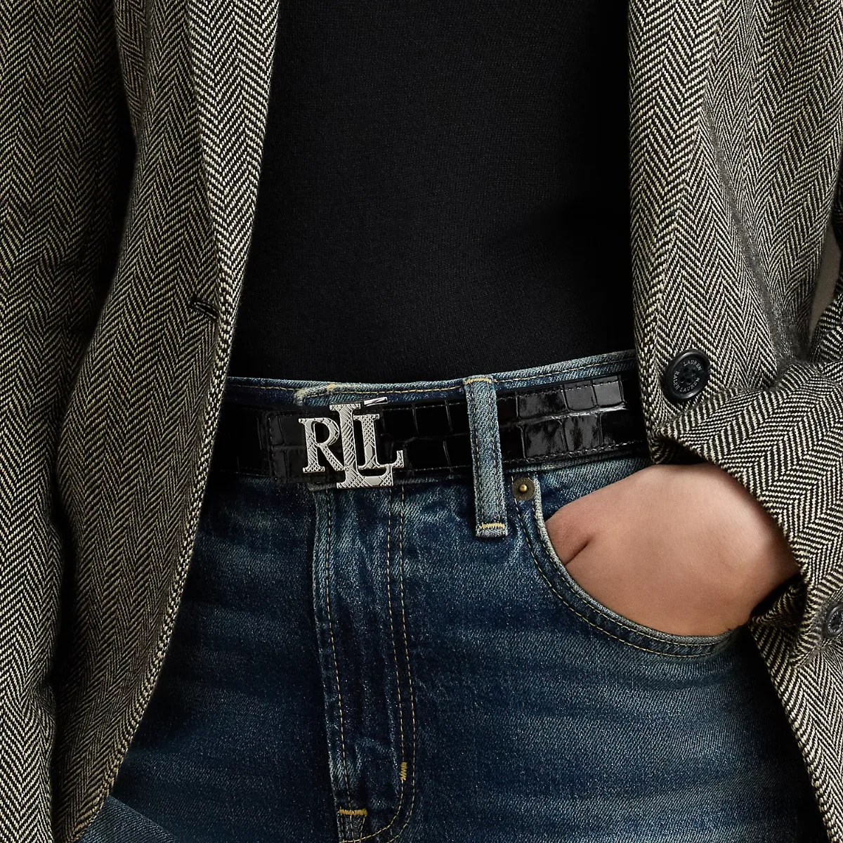 Logo Reversible Croc-Embossed Belt by Ralph Lauren