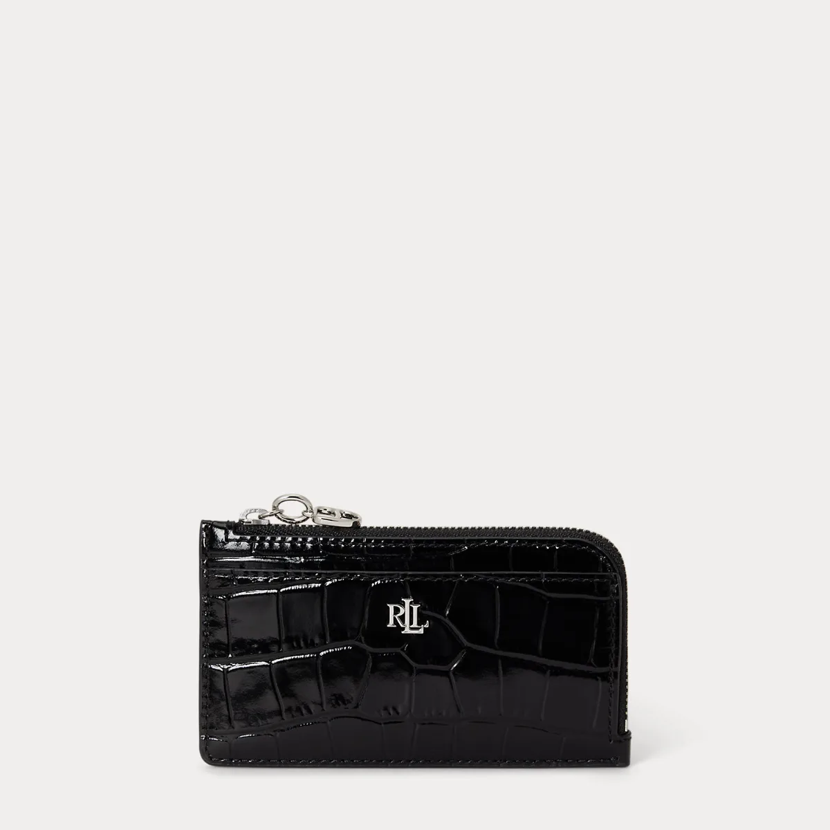 Croc-Embossed Leather L-Zip Card Case by Ralph Lauren