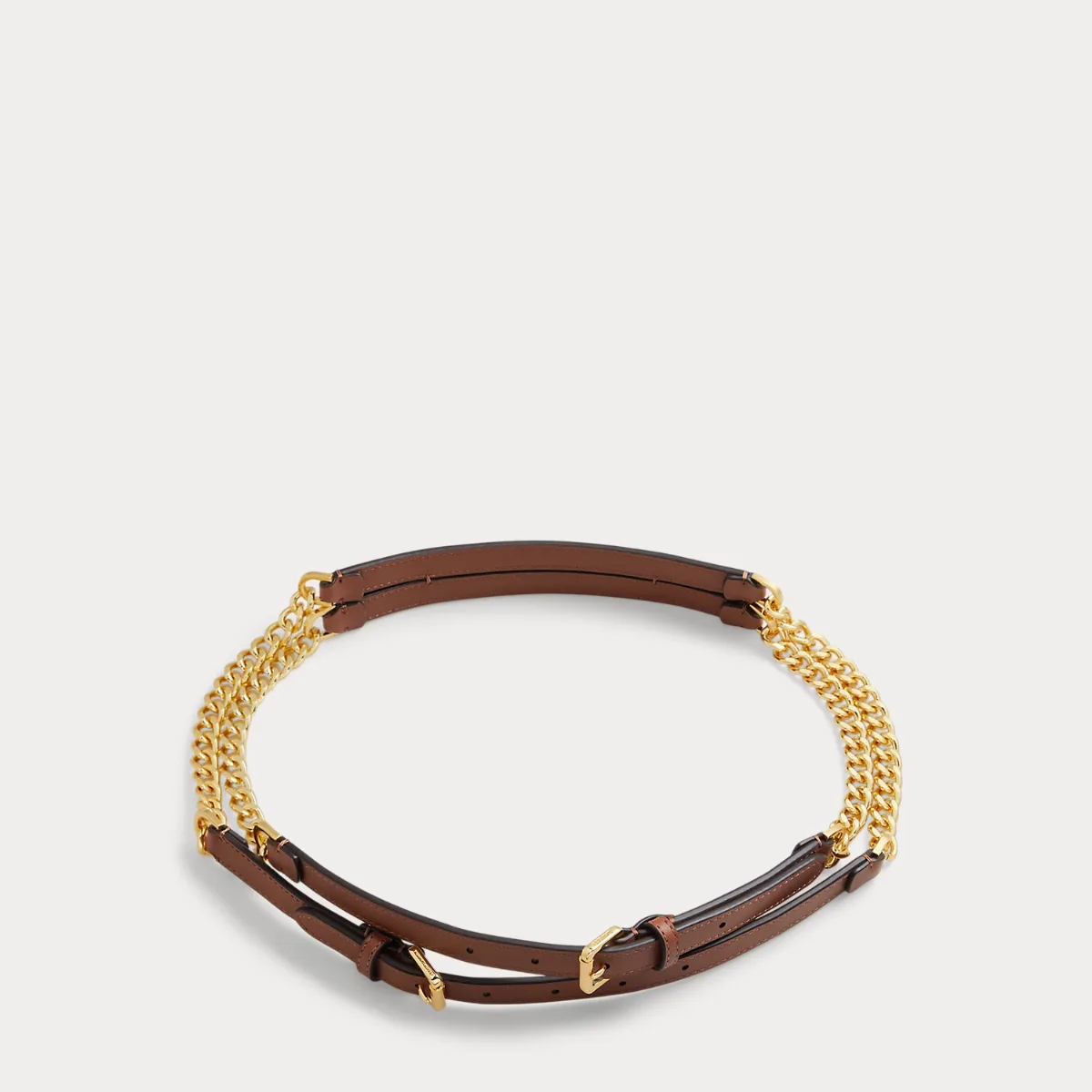 Leather-Trim Stacked Chain Belt by Ralph Lauren