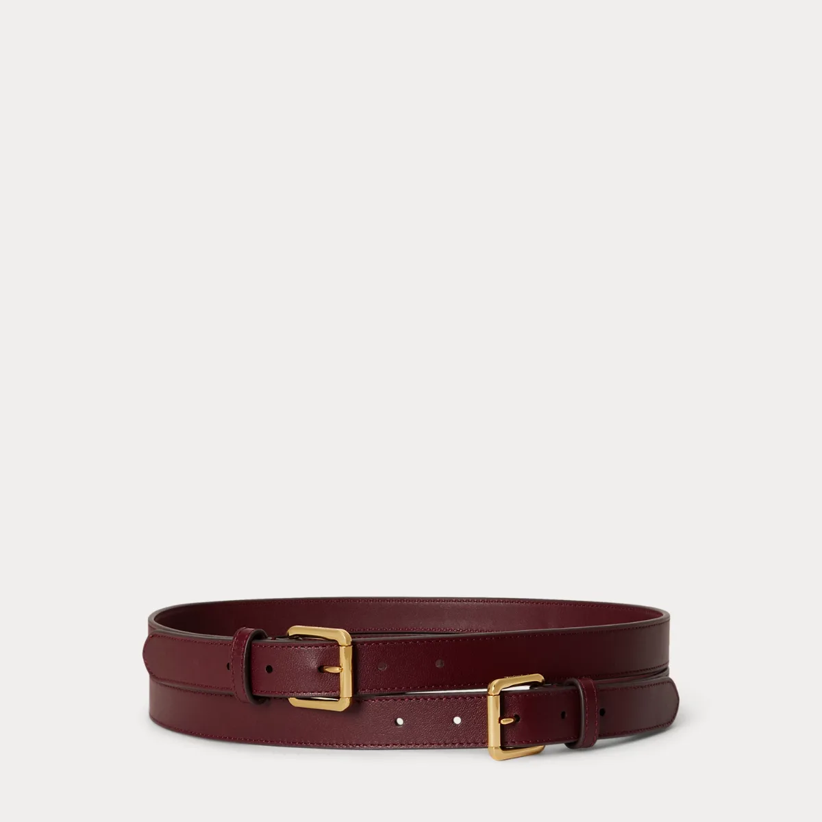 Leather Double-Buckle Stacked Wide Belt by Ralph Lauren
