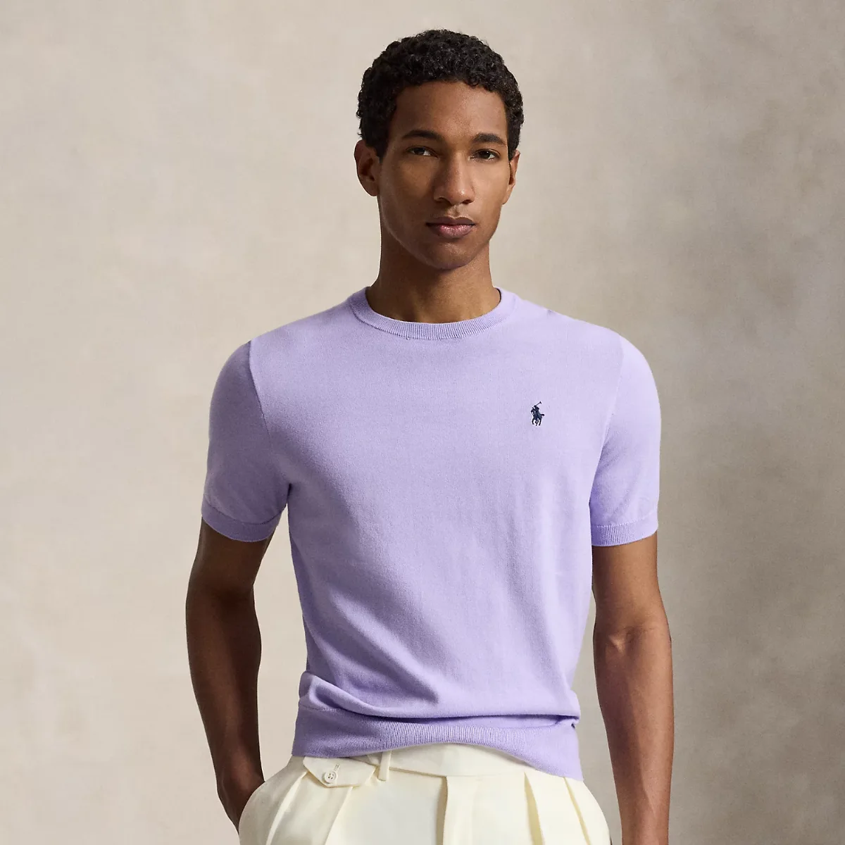 Cotton Crewneck Short-Sleeve Sweater by Ralph Lauren
