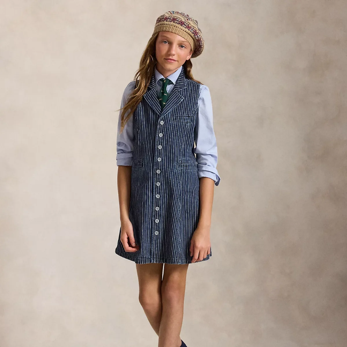 Pinstripe Cotton Denim Dress by Ralph Lauren