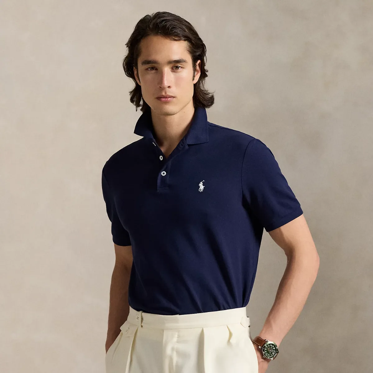 Custom Slim Fit Stretch Mesh Polo Shirt