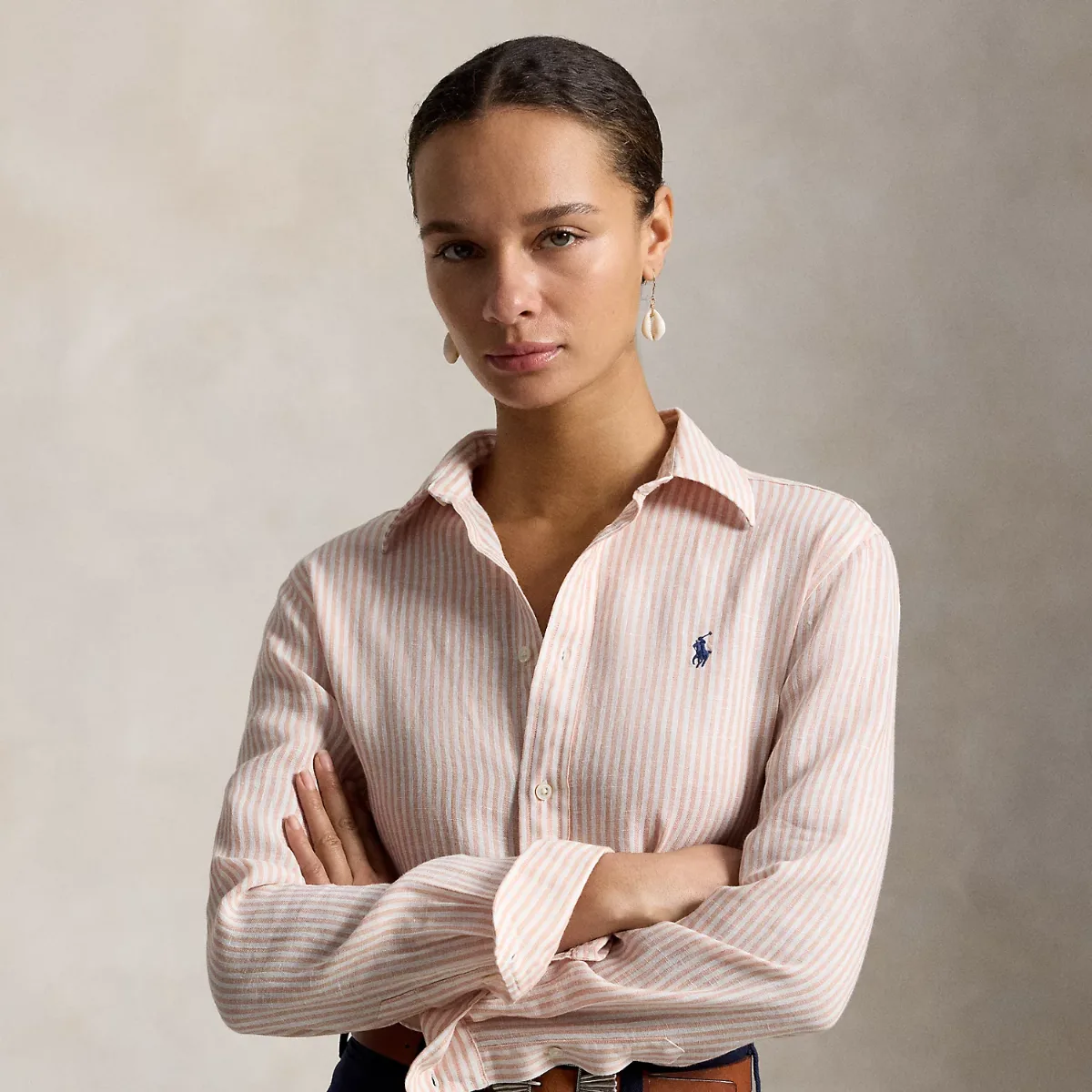 Classic Fit Striped Linen Shirt by Ralph Lauren