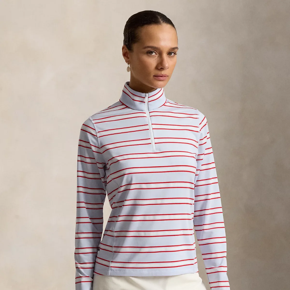Striped Stretch-Jersey Quarter-Zip by Ralph Lauren