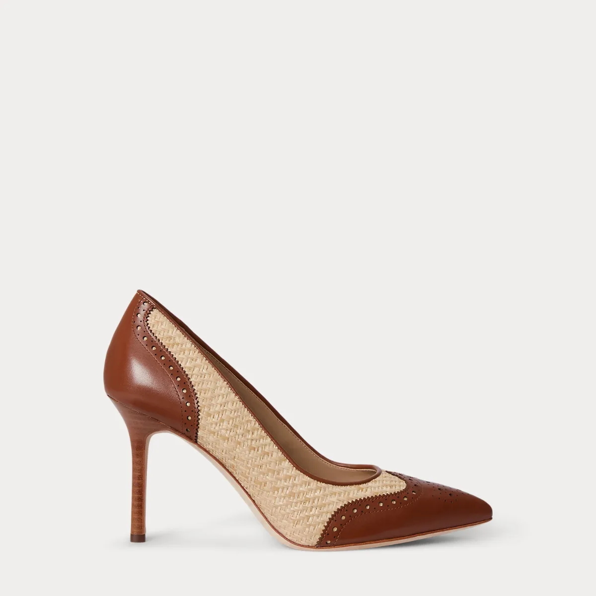 Lynden Raffia & Perforated Leather Pump by Ralph Lauren