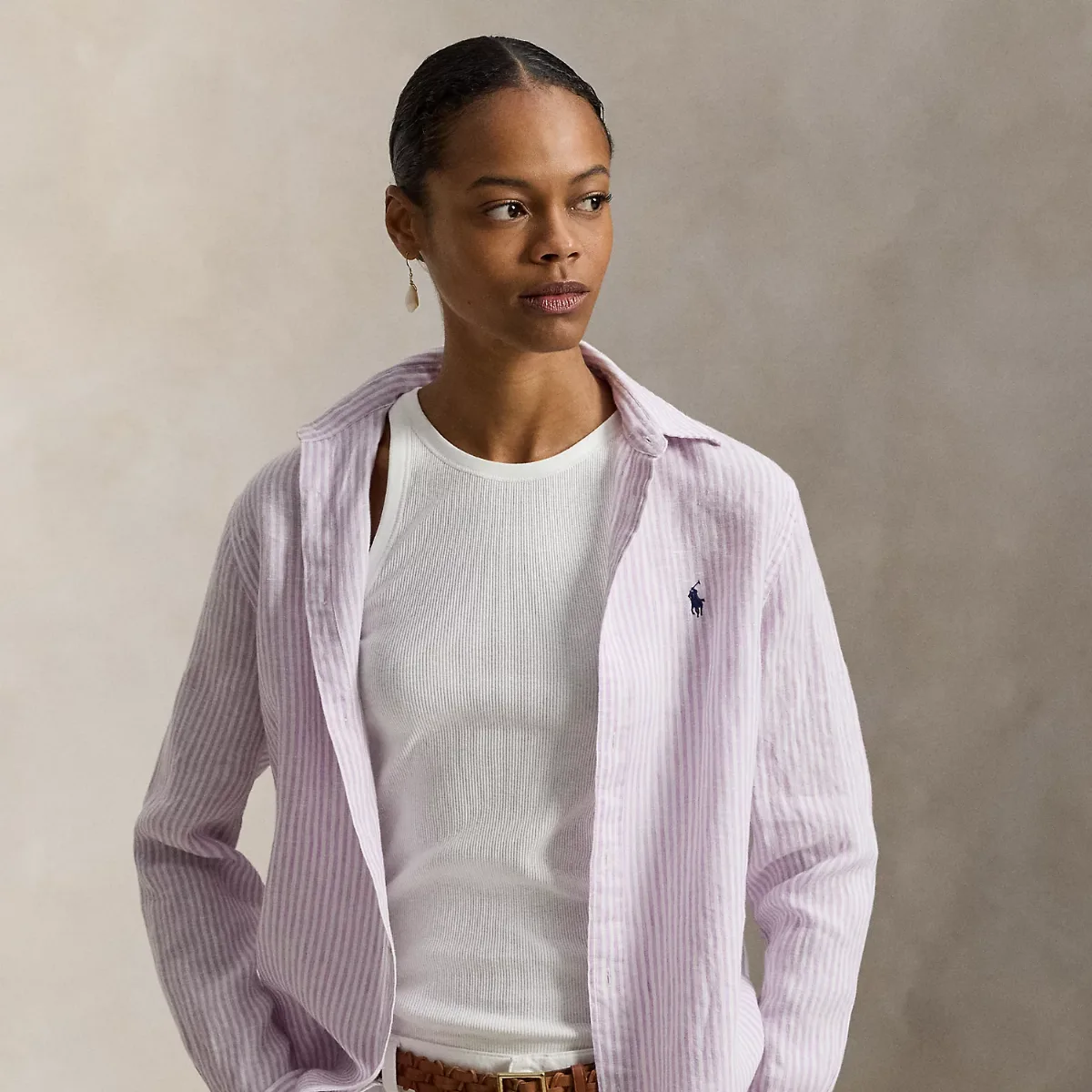 Classic Fit Striped Linen Shirt by Ralph Lauren