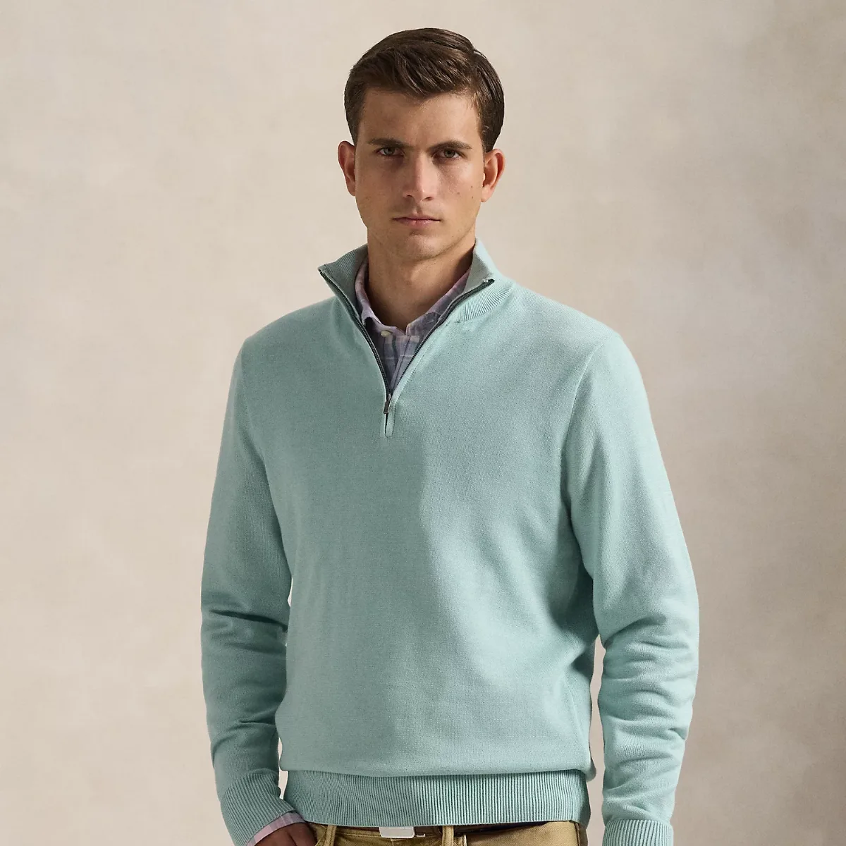 Cotton Quarter-Zip Mockneck Sweater by Ralph Lauren