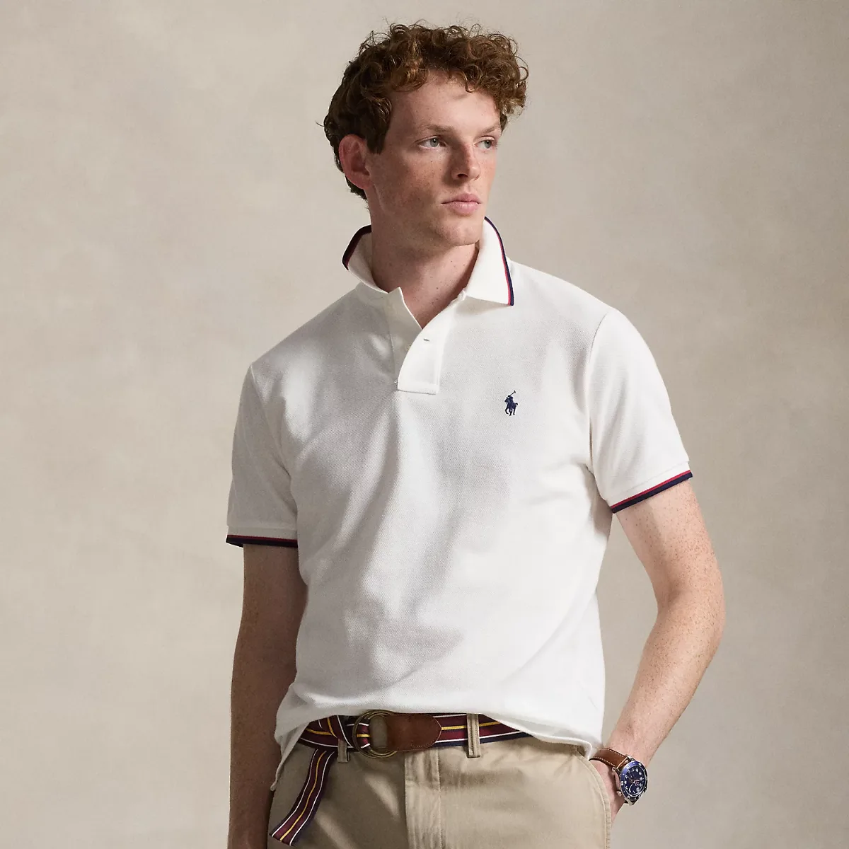 Custom Slim Fit Mesh Polo Shirt by Ralph Lauren