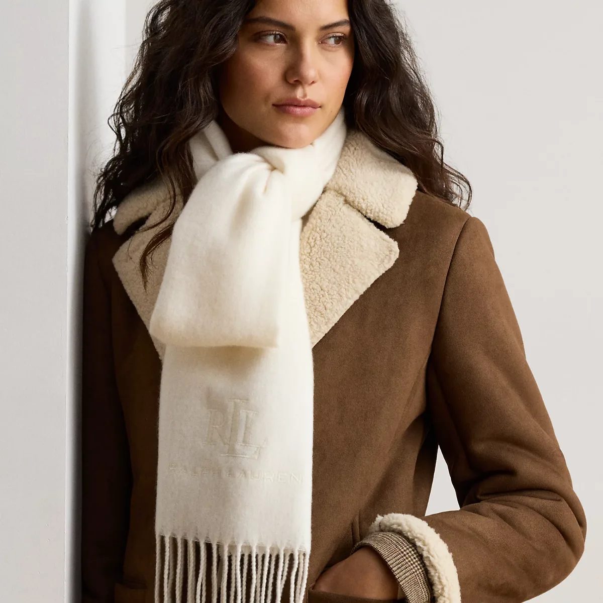 Wool-Cashmere Herringbone Scarf by Ralph Lauren