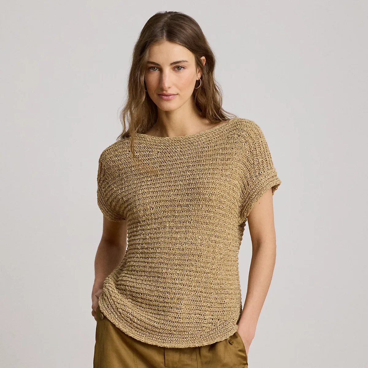 Rib-Knit Short-Sleeve Sweater by Ralph Lauren