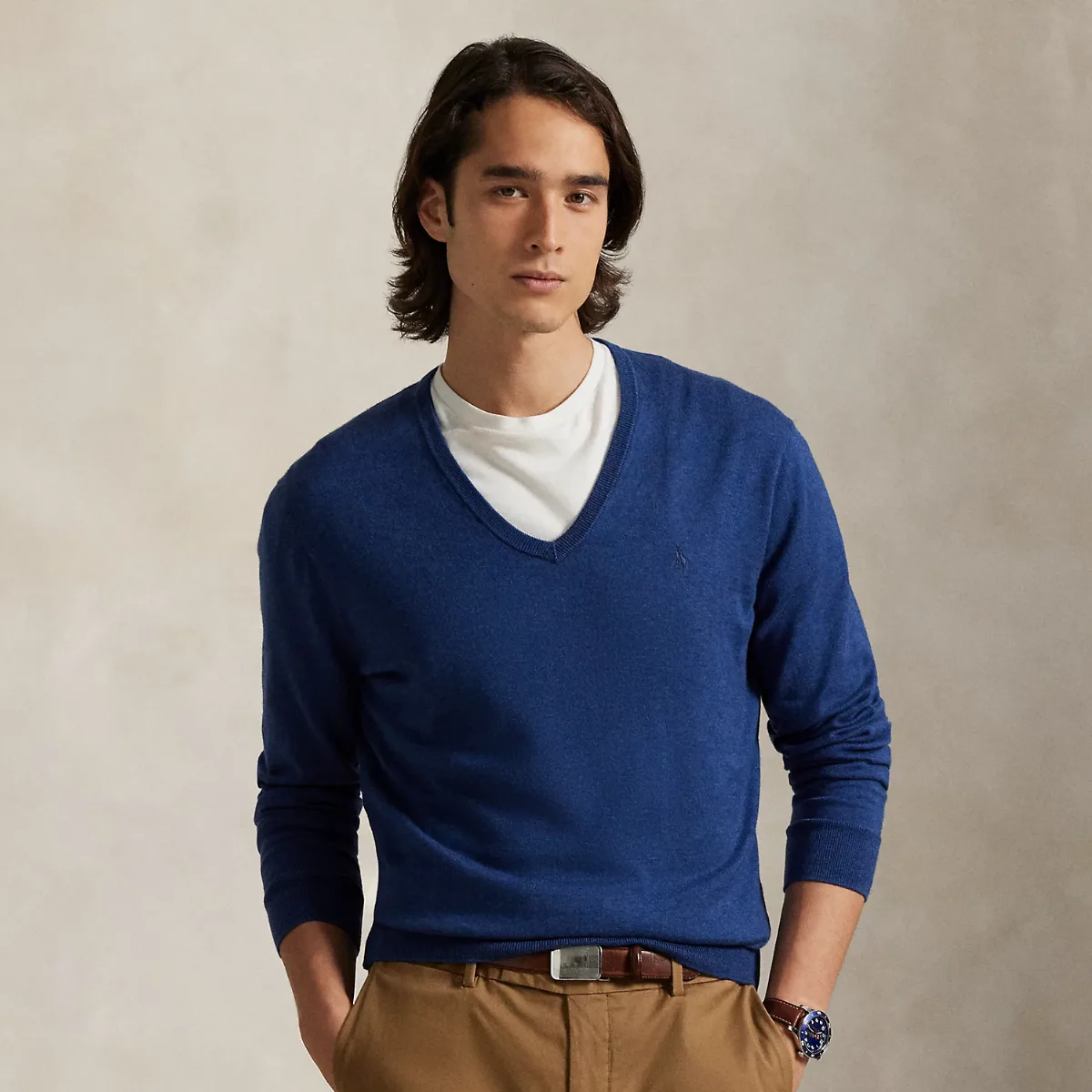 Cotton V-Neck Sweater by Ralph Lauren