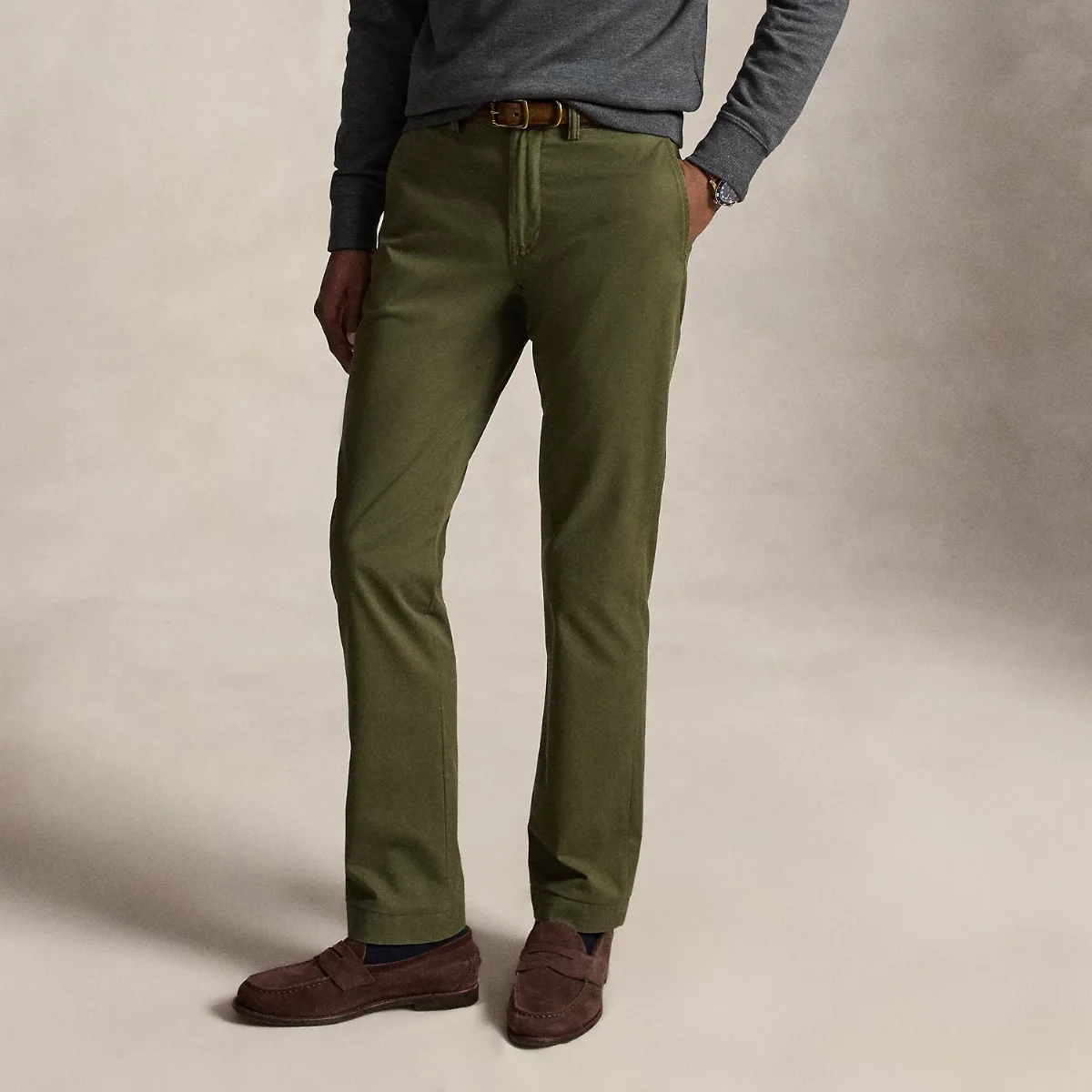 Stretch Straight Fit Washed Chino Pant