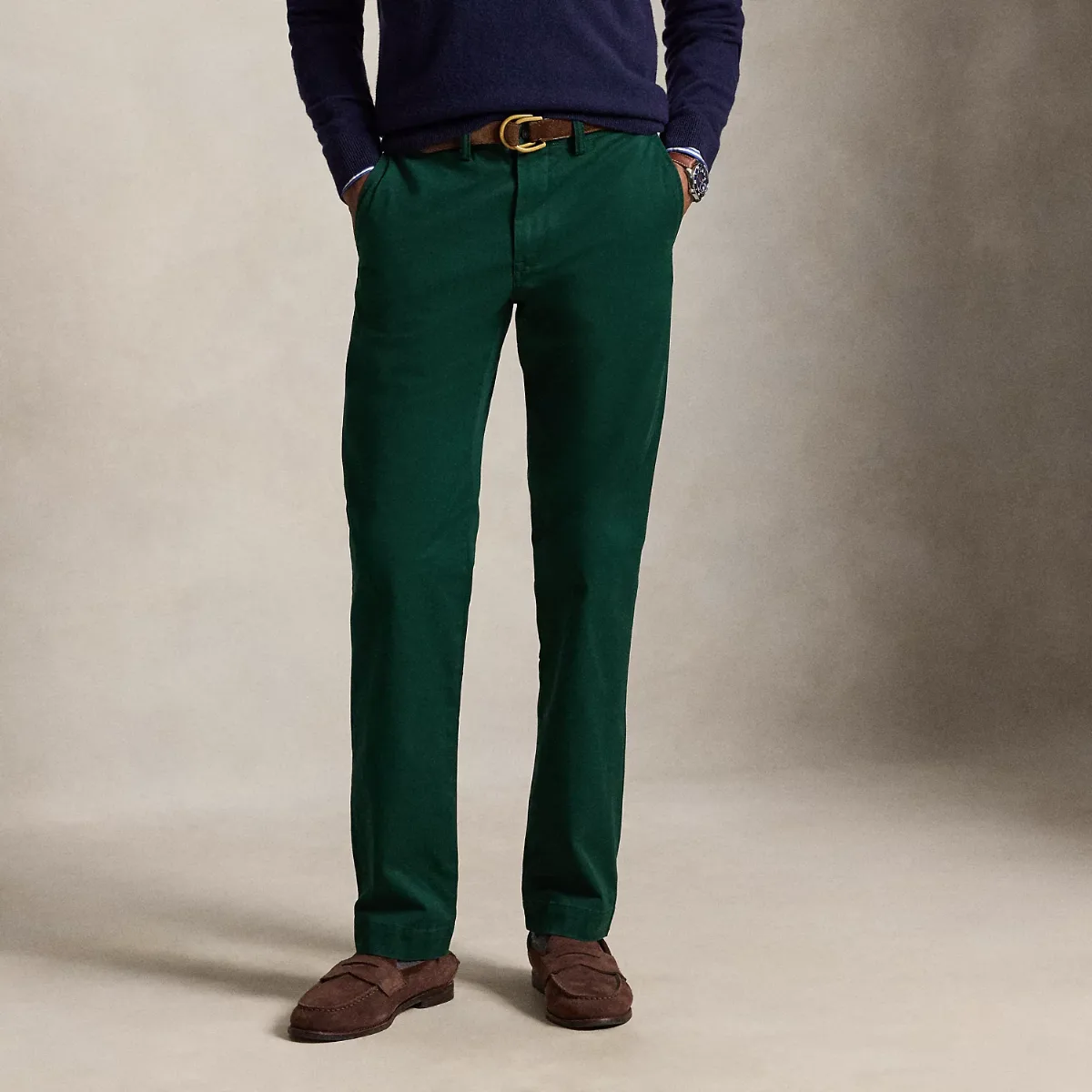 Stretch Straight Fit Washed Chino Pant