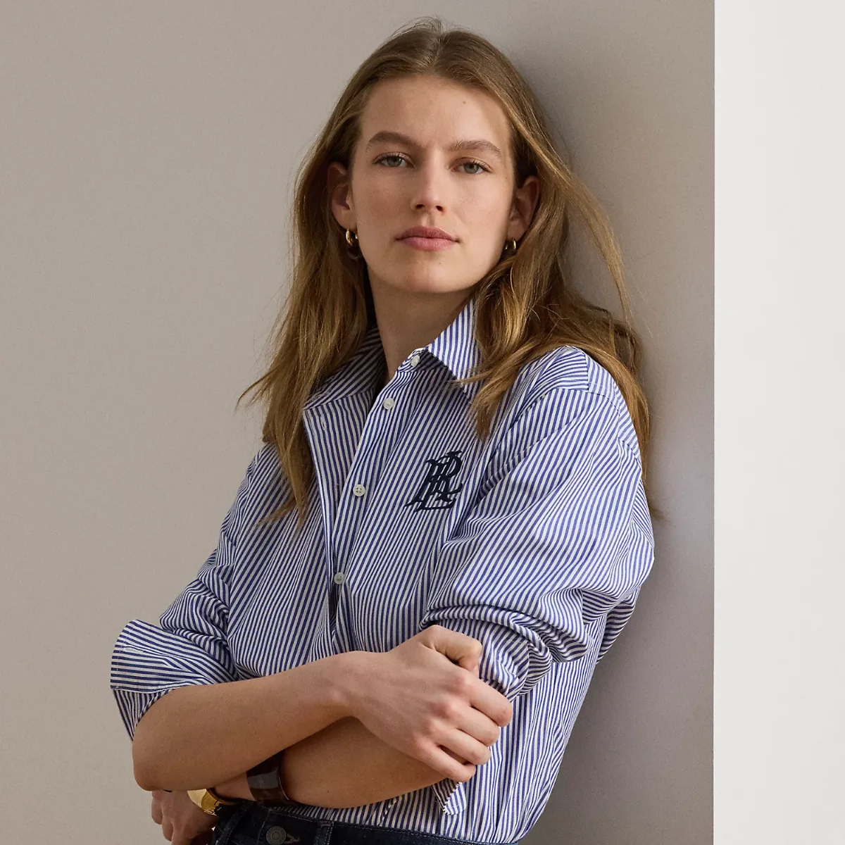 Relaxed Fit Striped Stretch Cotton Shirt by Ralph Lauren