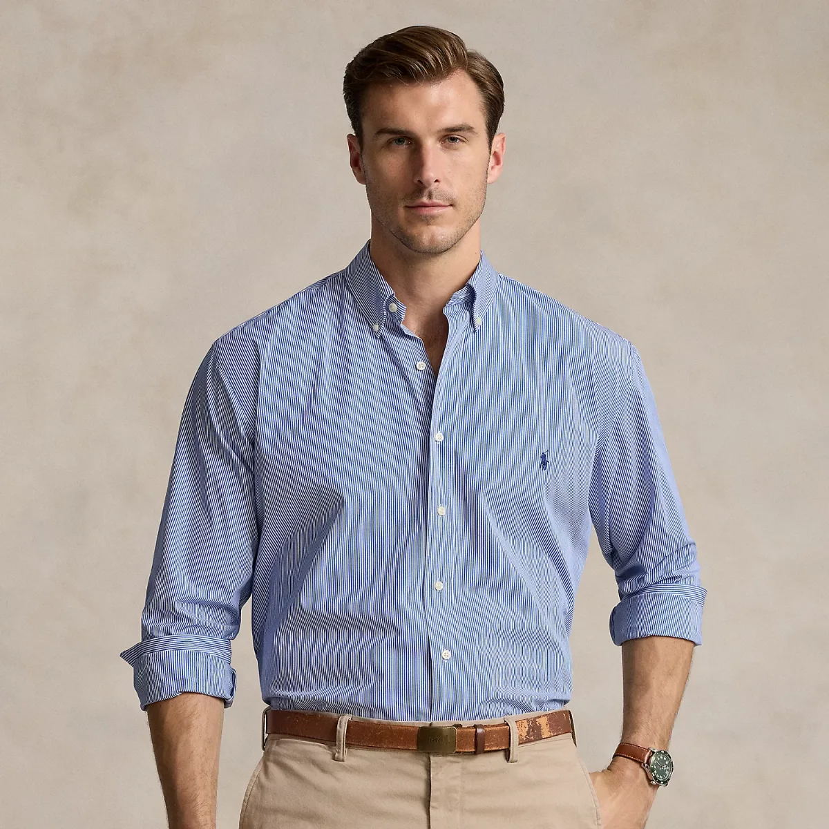 Striped Stretch Poplin Shirt by Ralph Lauren