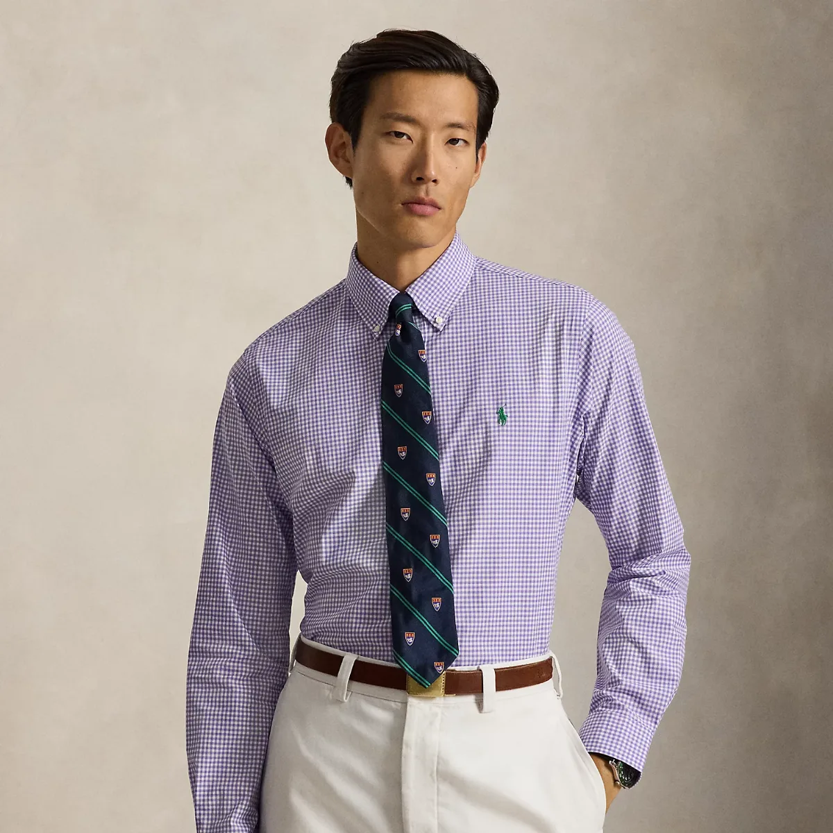 Classic Fit Gingham Stretch Poplin Shirt by Ralph Lauren