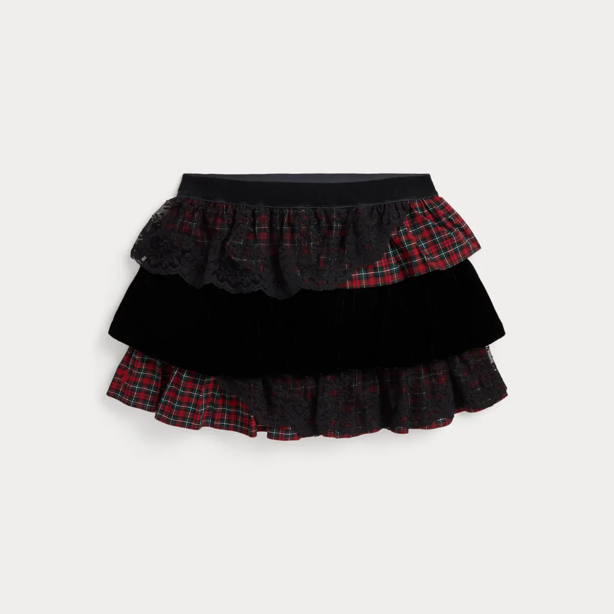 Lace-Trim Tiered Cotton Poplin Skirt by Ralph Lauren