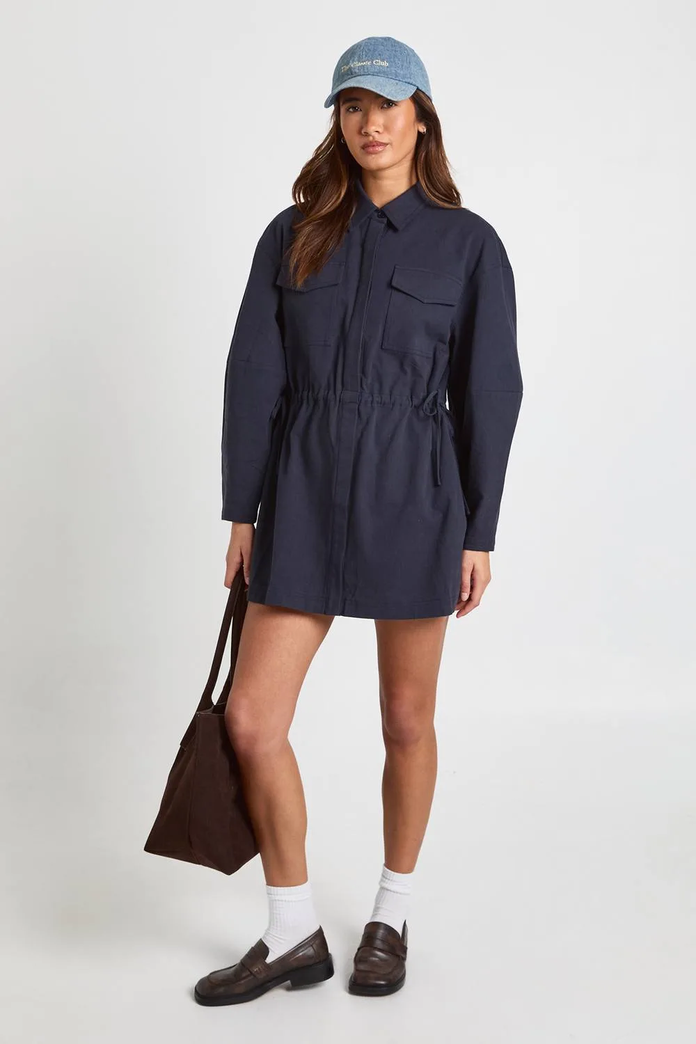 Twill Pocket Detail Button Up Shirt Dress by boohoo