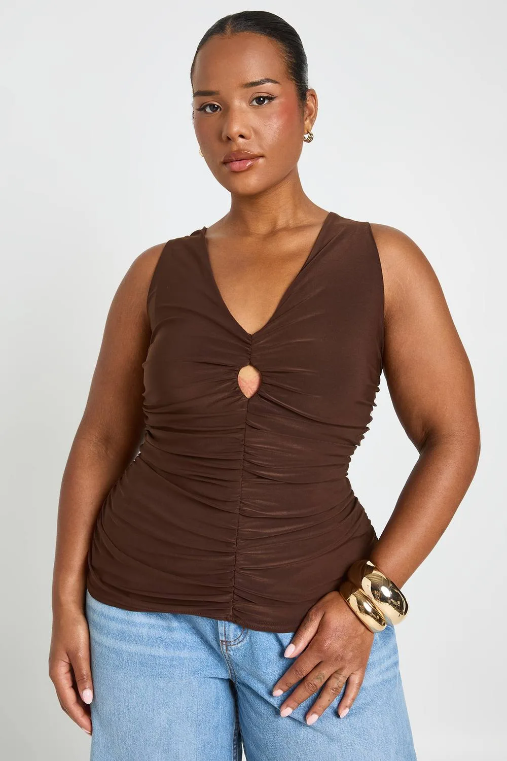 Keyhole Ruched Detail Strappy Top