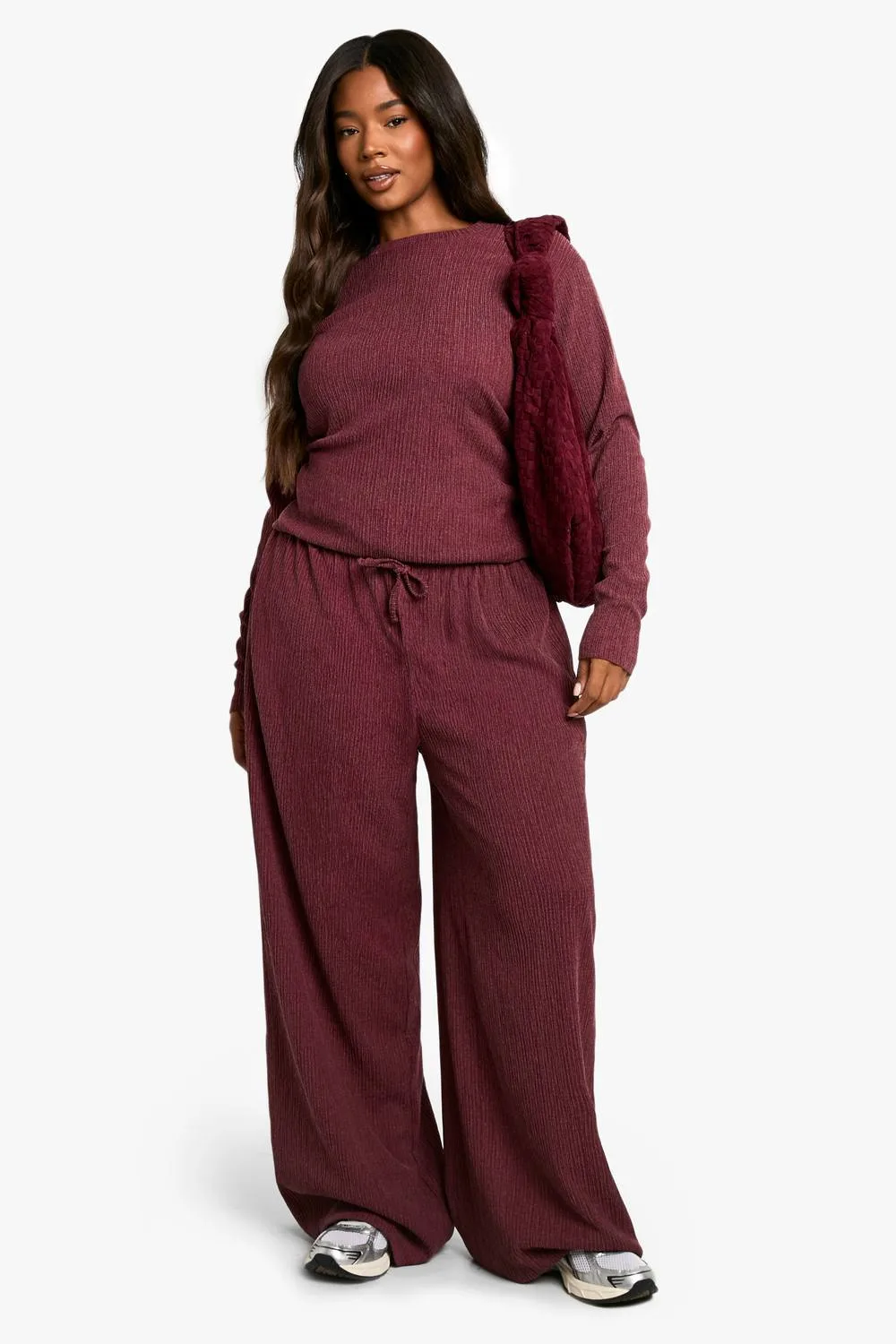 Textured Drawstring Waist Trouser by boohoo