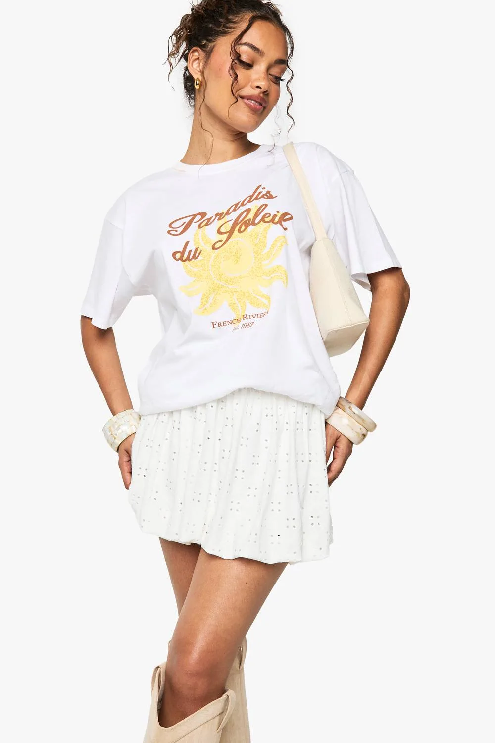 Broderie Bubble Mini Skirt by boohoo