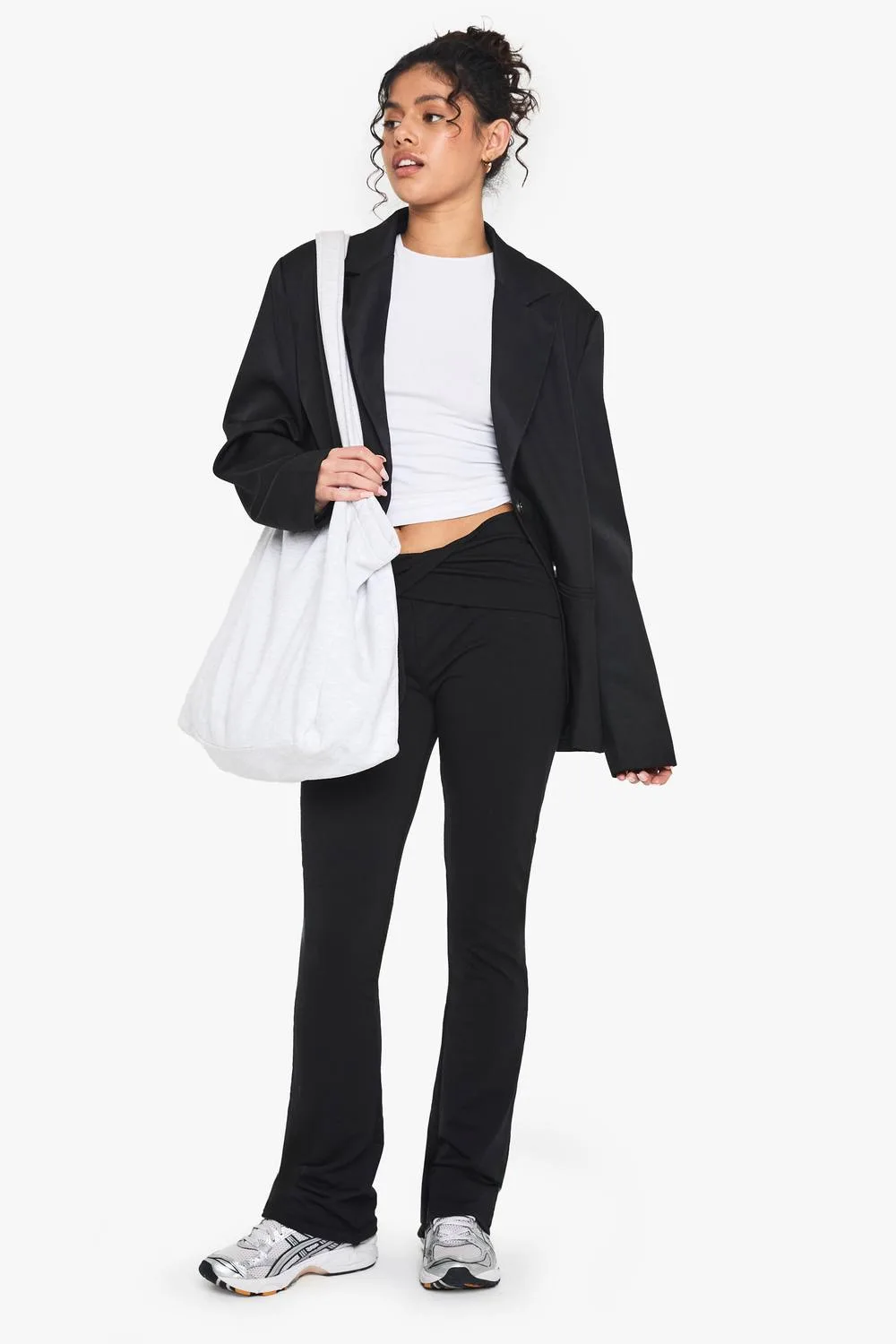 Double Layer Modal Jersey Twist Flare Trouser by boohoo