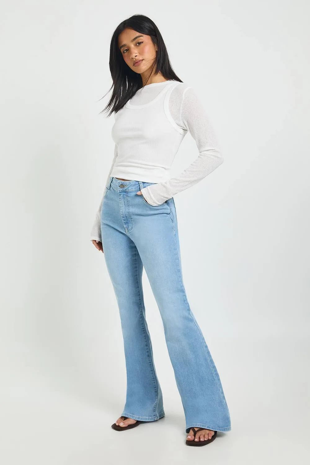 High Waist Booty Lifting Flared Jean by boohoo