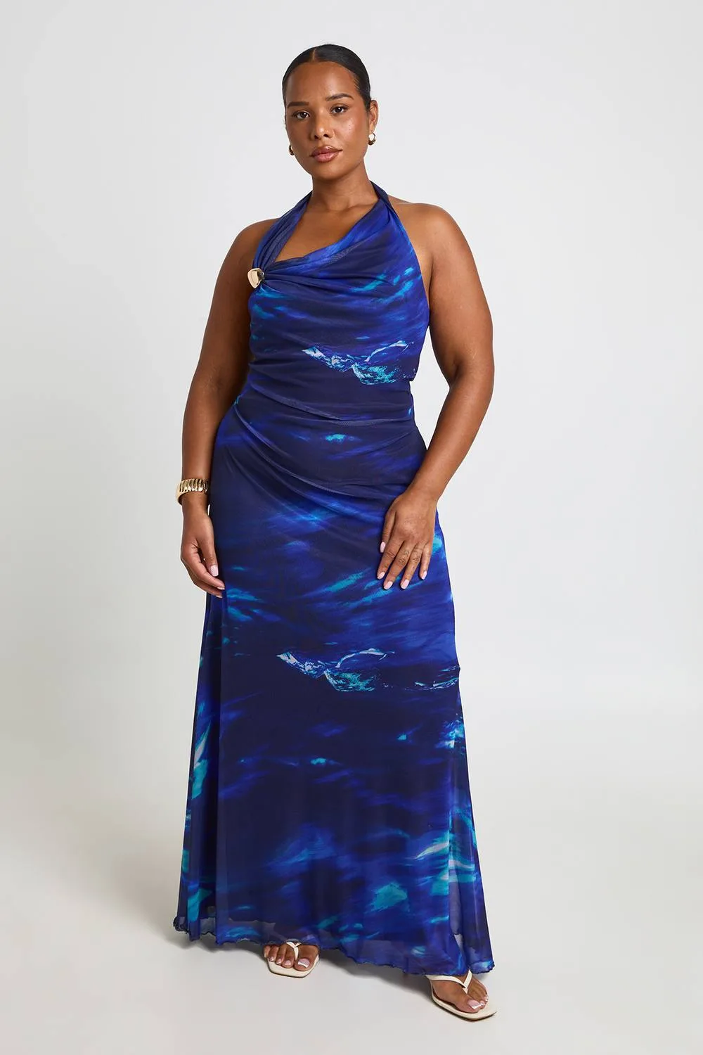 Abstract Cowl Neck Trim Detail Maxi Dress by boohoo