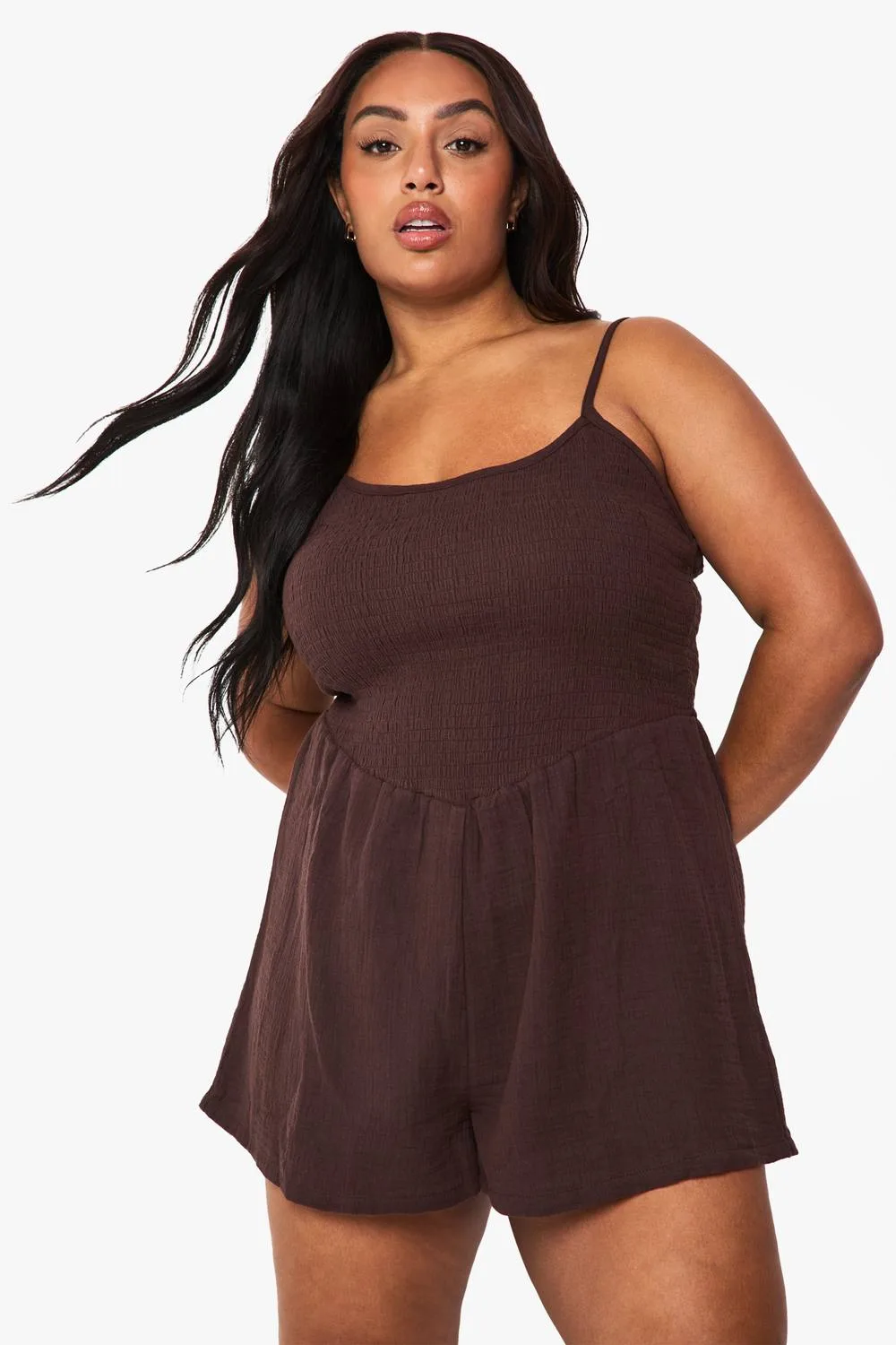 Shirred Cheesecloth Flippy Playsuit