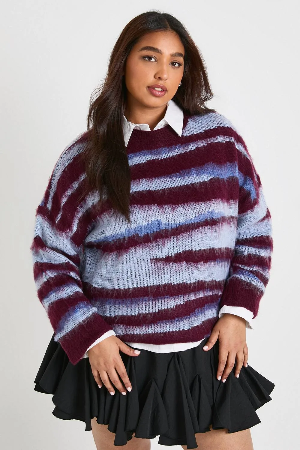 Brushed Knit Abstract Print Oversized Knitted Jumper by boohoo