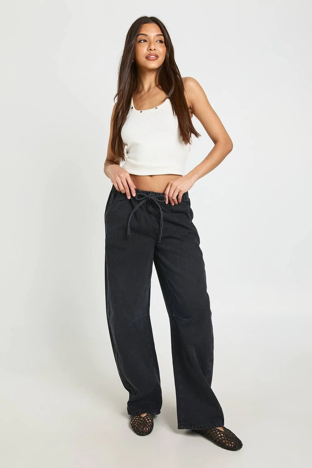 Elasticated Waistband Barrel Jean
