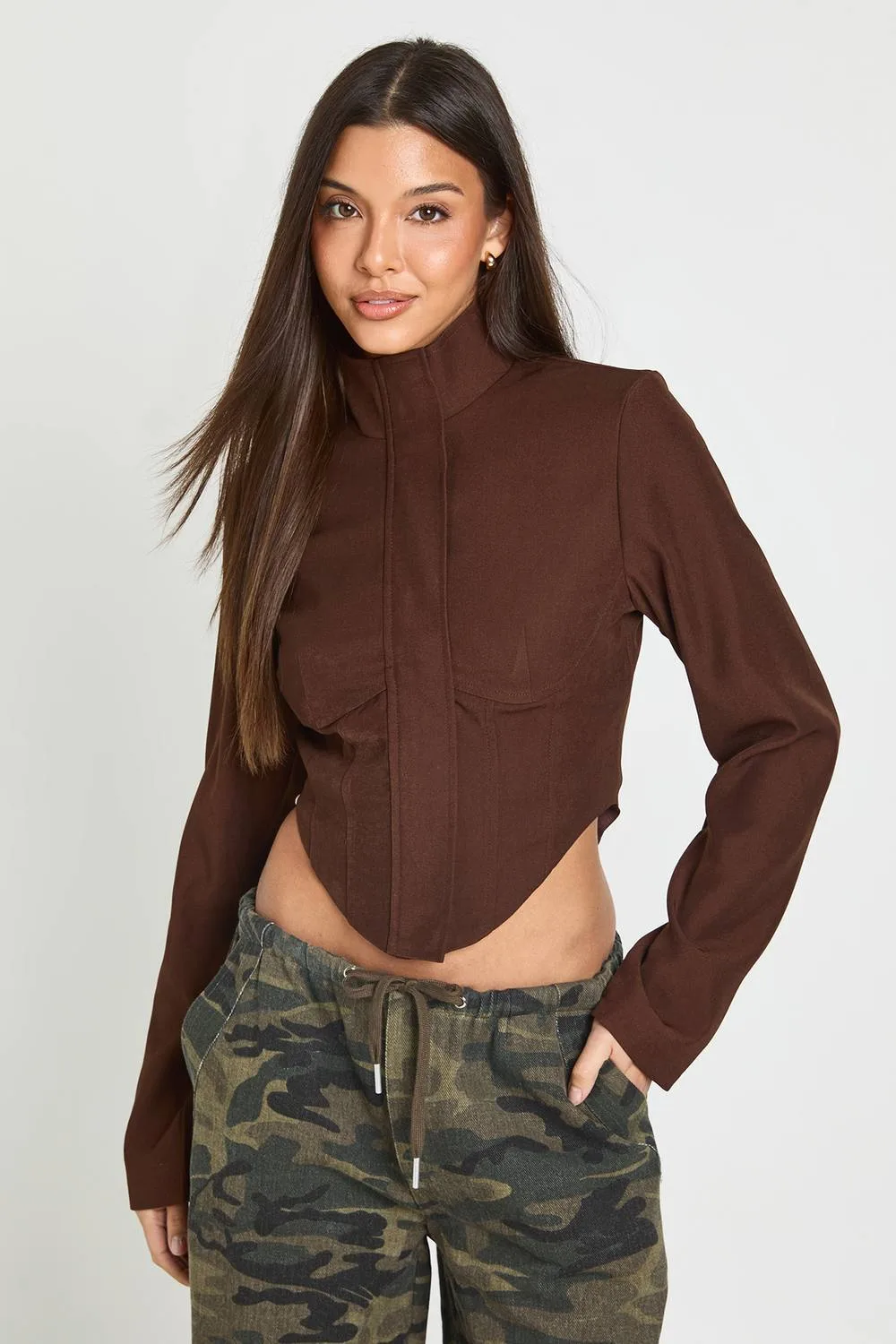 Structured Corset Funnel Top by boohoo
