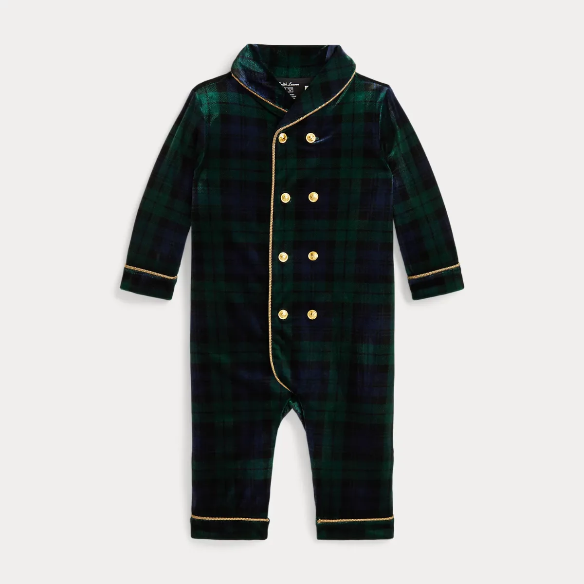 Plaid Velour Double-Breasted Coverall by Ralph Lauren