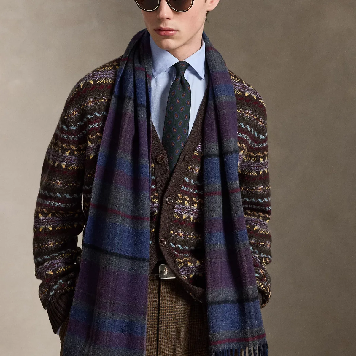 Plaid Wool-Cashmere Scarf by Ralph Lauren