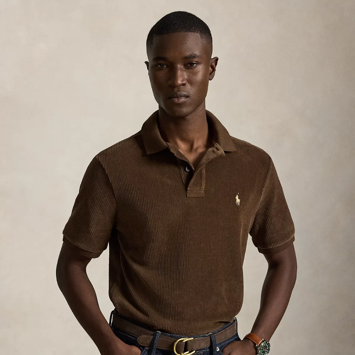 Classic Fit Knit Corduroy Polo Shirt by Ralph Lauren