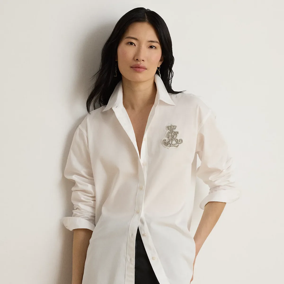 Relaxed Fit Rhinestone-Bullion Shirt by Ralph Lauren