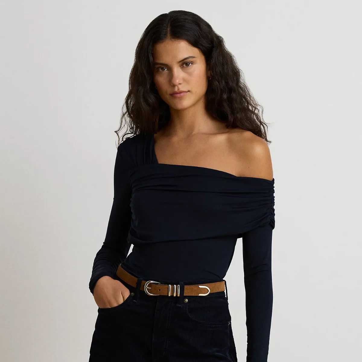 Jersey Asymmetrical One-Shoulder Top by Ralph Lauren