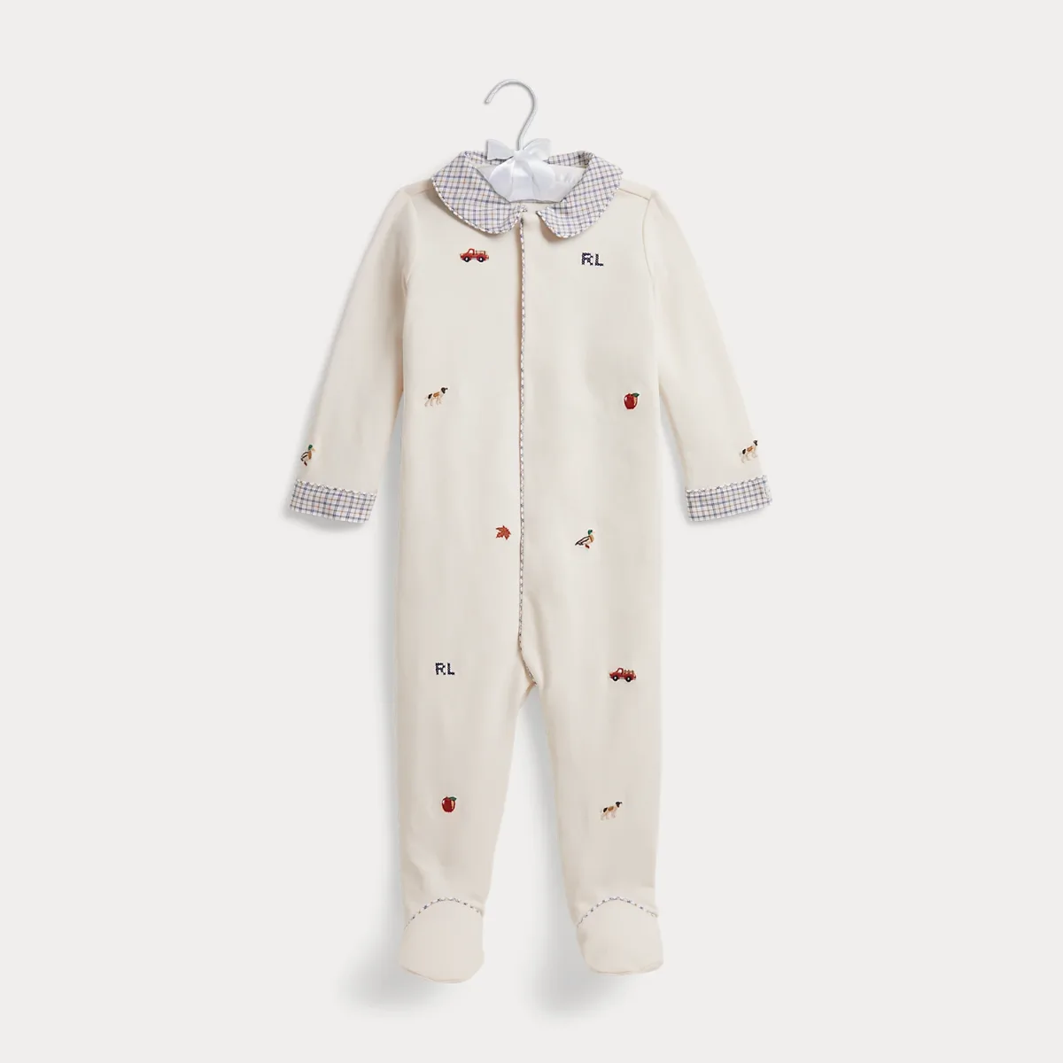 Embroidered Cotton Footed Coverall by Ralph Lauren