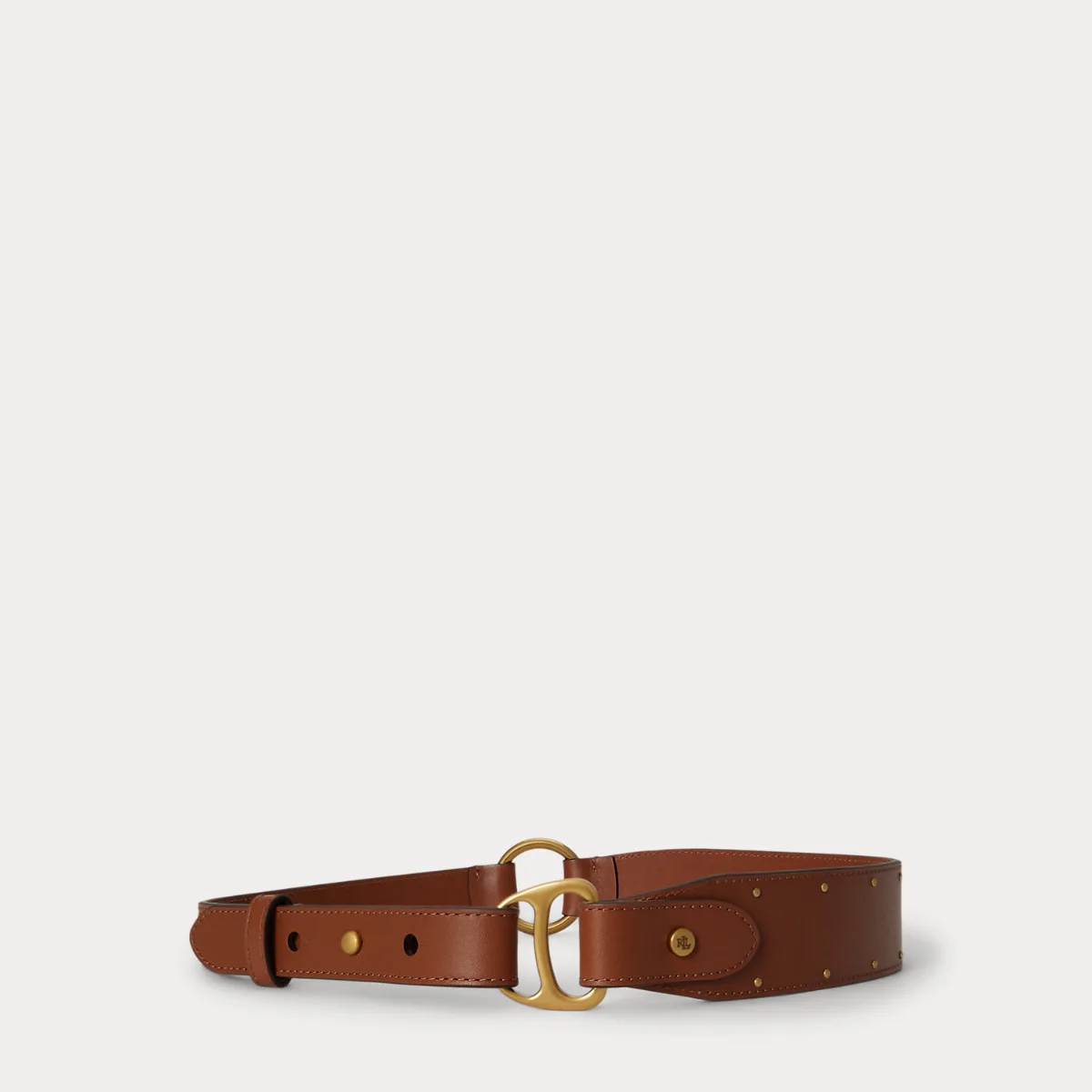 Equestrian D-Ring Studded Leather Belt by Ralph Lauren
