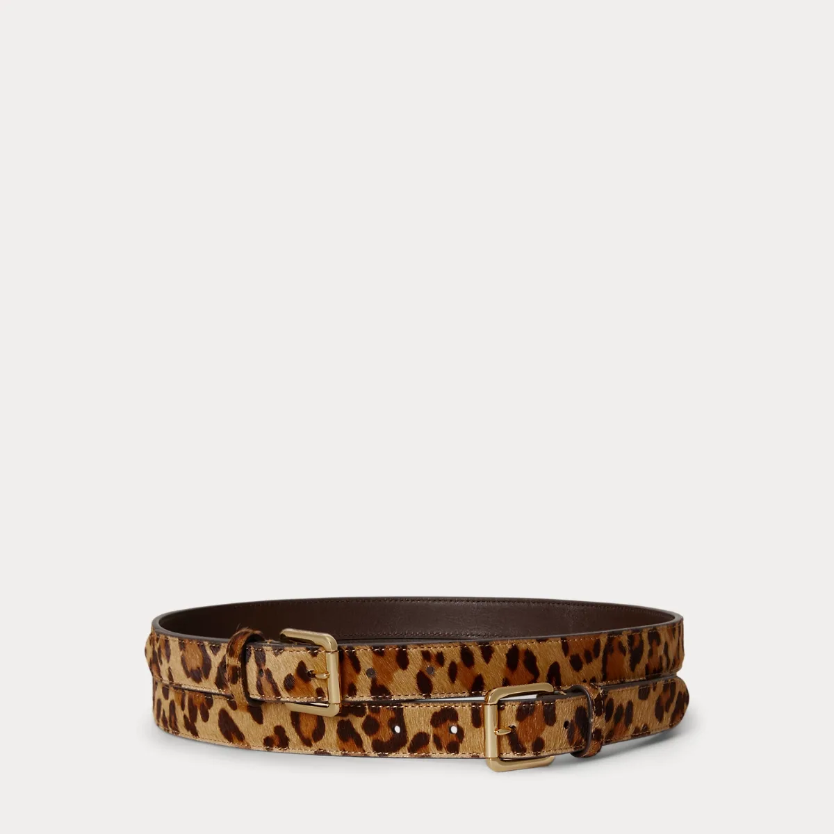 Haircalf Double-Buckle Stacked Wide Belt by Ralph Lauren