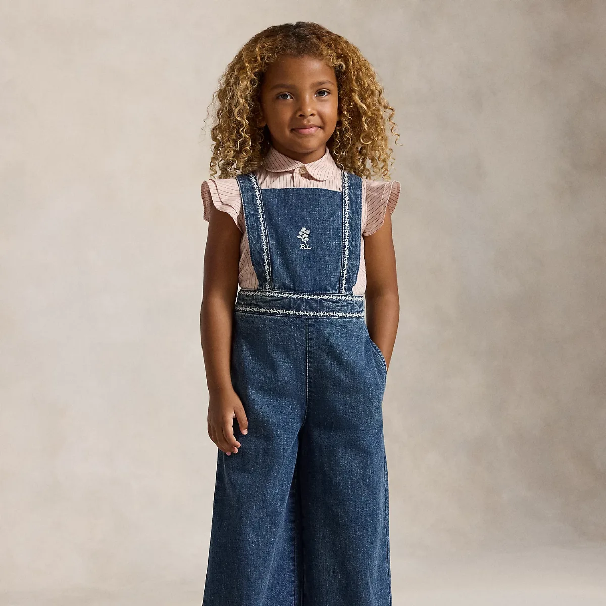 Embroidered Denim Jumpsuit by Ralph Lauren