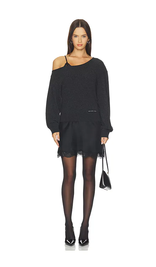 Pre-Styled Slip Dress with Cut Neckline Sweater by Alexander Wang