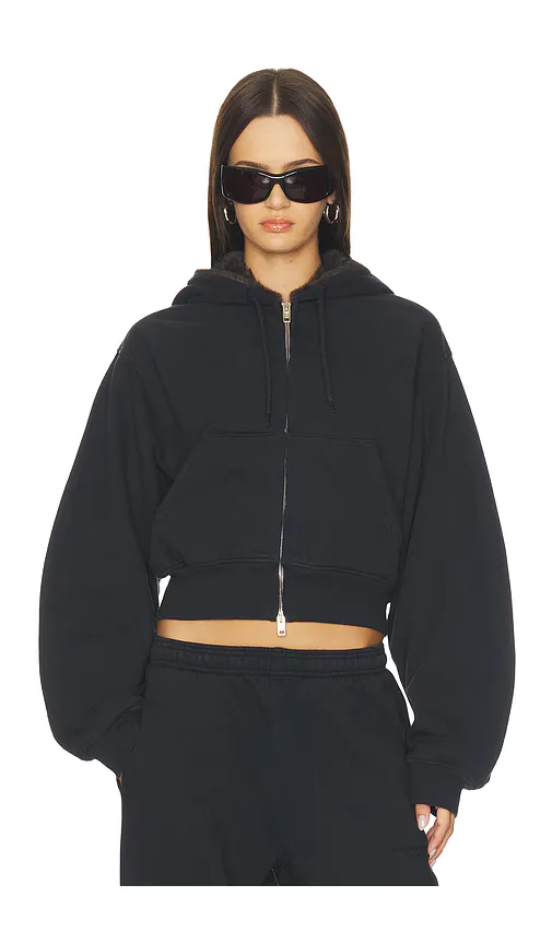 Zip-Up Hoodie with Faux Fur Hood