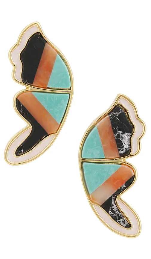 Wild Butterfly Wing Button Earrings by Lele Sadoughi