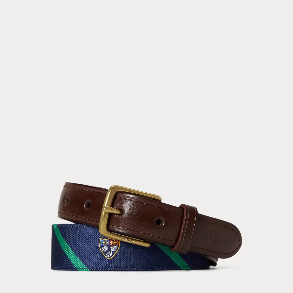 Leather-Trim Silk Jacquard Belt by Ralph Lauren