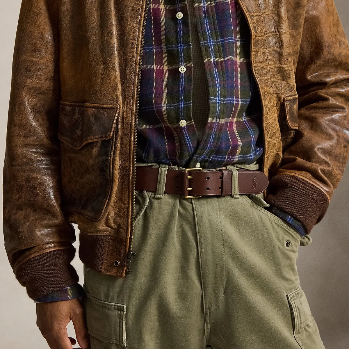 Double-Prong Leather Belt by Ralph Lauren