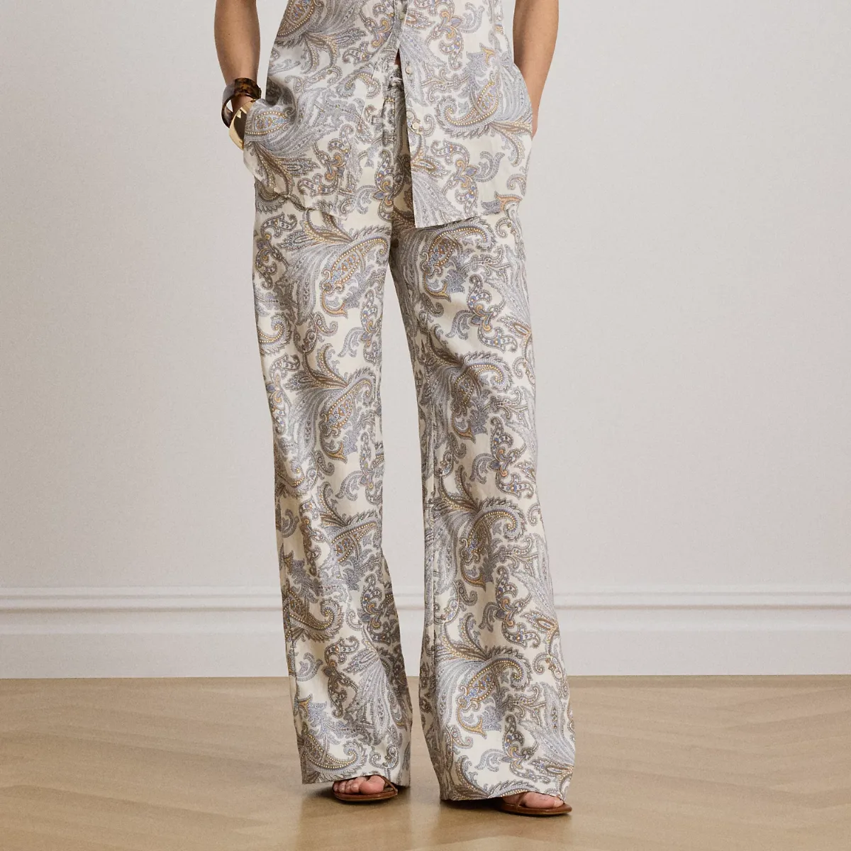 Paisley Linen Wide-Leg Pant by Ralph Lauren