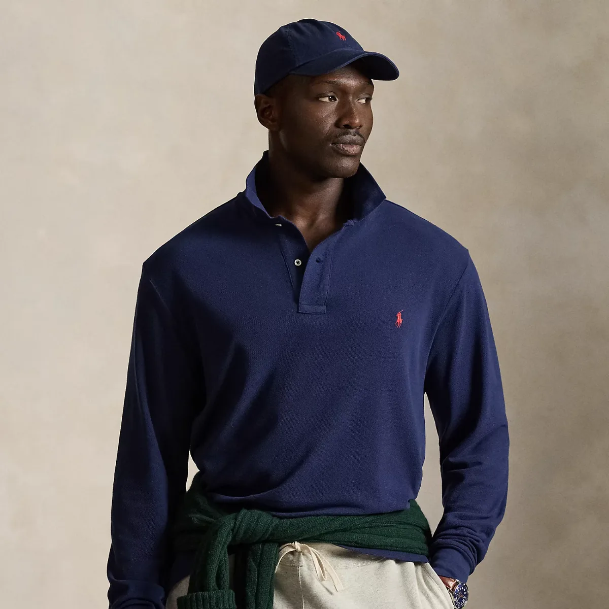 Mesh Long-Sleeve Polo Shirt by Ralph Lauren